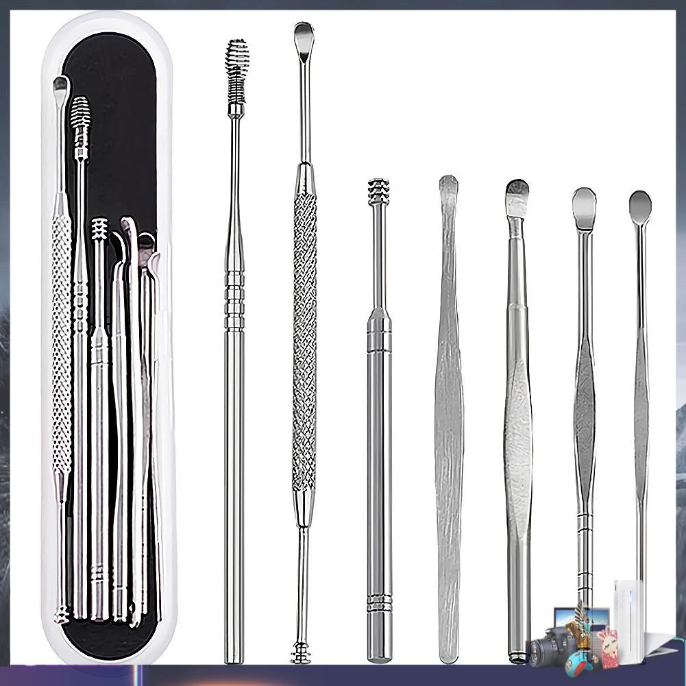 Bộ 7 dụng cụ lấy ráy tai vệ sinh tai làm từ thép không gỉ tiện lợi