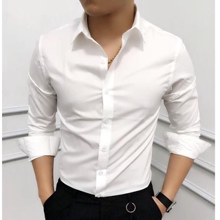 Áo sơ mi nam dài tay dáng ôm sơ cổ bẻ vải lụa thái chống nhăn chống xù - SML