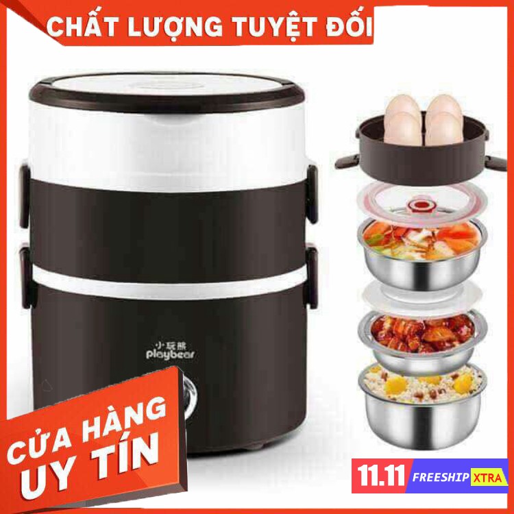 Hộp ủ cơm cắm điện 3 tầng tiện lợi