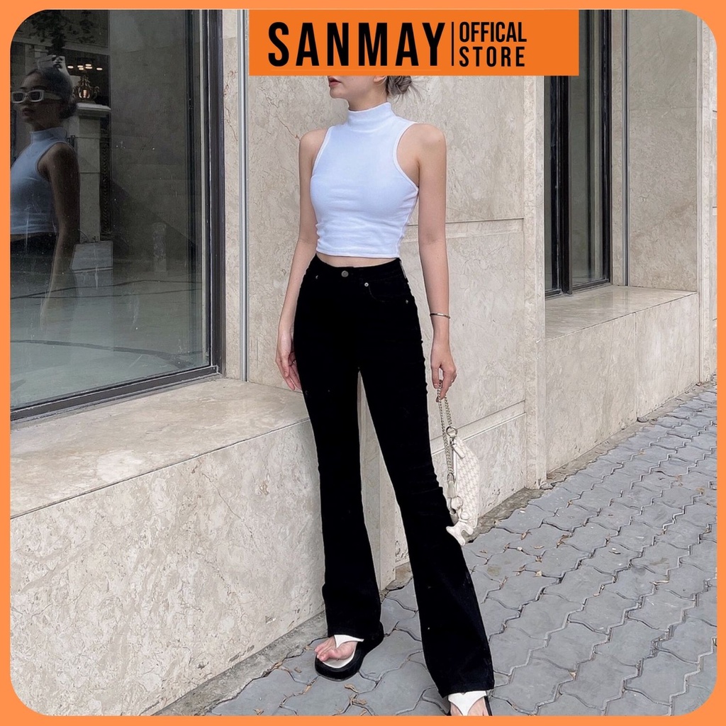 Áo Ba Lỗ Croptop SANJOLI Aos Crt Thiết Kế Ôm Body Kiểu Hở Vai Hàn Quốc Đẹp 2 màu Trắng Đen  AO041