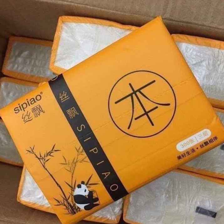 Lẻ một gói giấy ăn gấu trúc Sipao siêu dai hàng chuẩn xịn đủ tờ