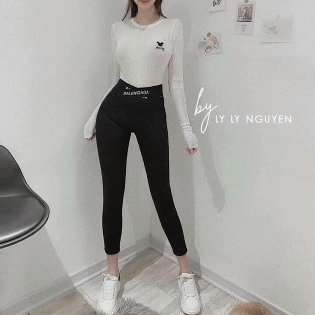 QUẦN LEGGING CẠP CHÉO IN CHỮ GEN BỤNG