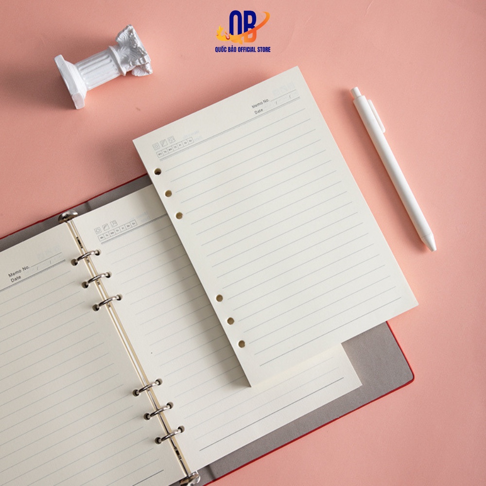 Ruột sổ còng giấy refill Minh Châu, Khổ A5 sổ planner bullet journal 6 lỗ - 120 tờ/ tập