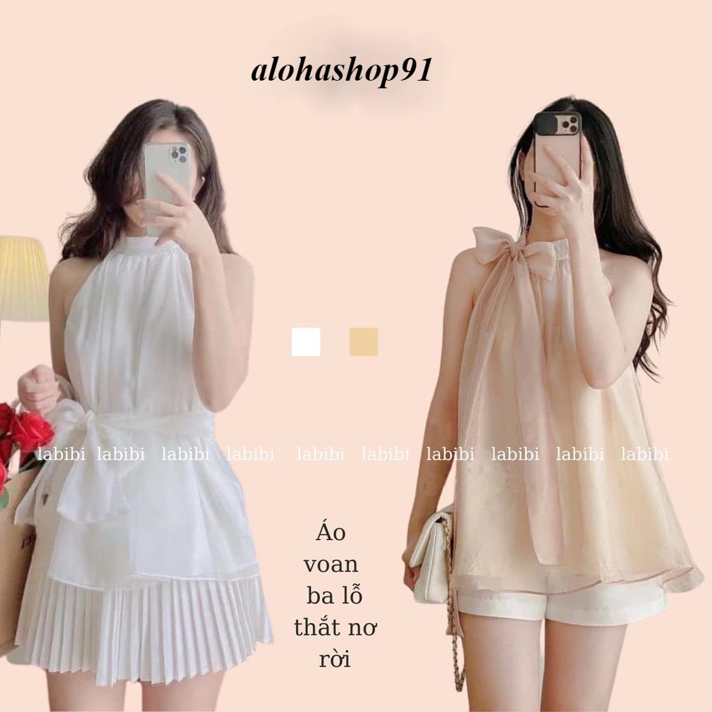Áo Yếm Voan Tơ 3 Lỗ Thắt Nơ Xinh Xắn May 2 Lớp, alohashop91