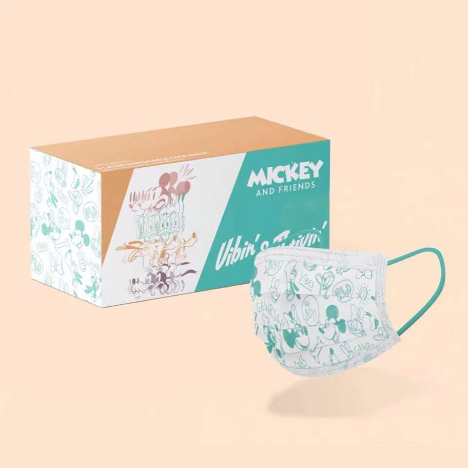 Set 20-100 Khẩu Trang 4 Lớp Chống Bụi Thoáng Khí Có Thể Tái Sử Dụng In Hình Chuột Mickey Disney