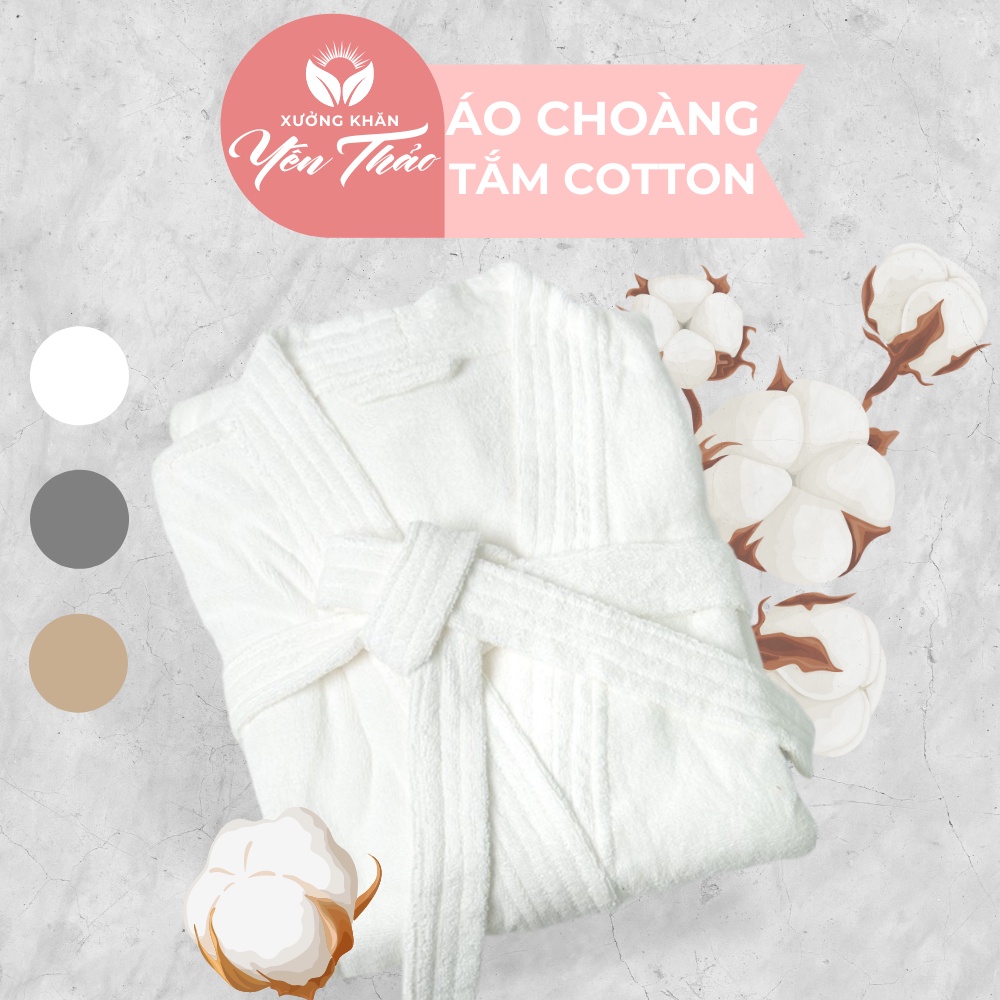 Áo Choàng Tắm Khách Sạn 900gram Chất Cotton Mềm Mại Kiểu Dáng Unisex Nam Nữ Sang Trọng Hiện Đại