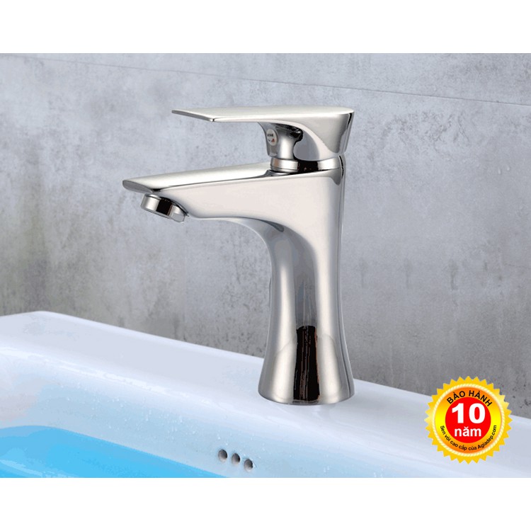 Vòi Lavabo nóng lạnh (Trụ tròn nhỏ, lượn sóng) Hợp kim - Hàng Cao cấp ITALIA (Kèm đôi dây cấp nước)