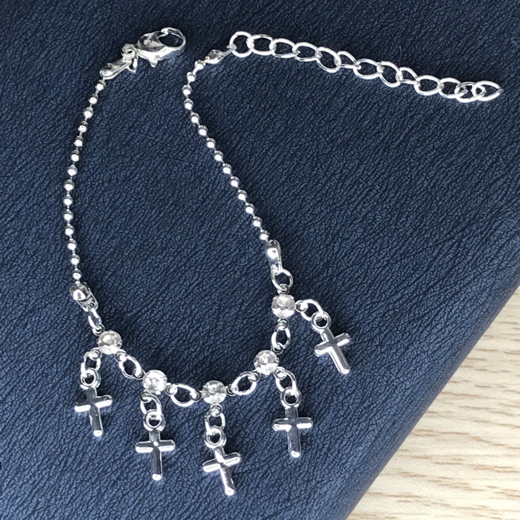 Vòng tay bạc nam nữ lắc tay đôi đẹp unisex chữ thập thời trang hàn quốc Minzu | BigBuy360 - bigbuy360.vn