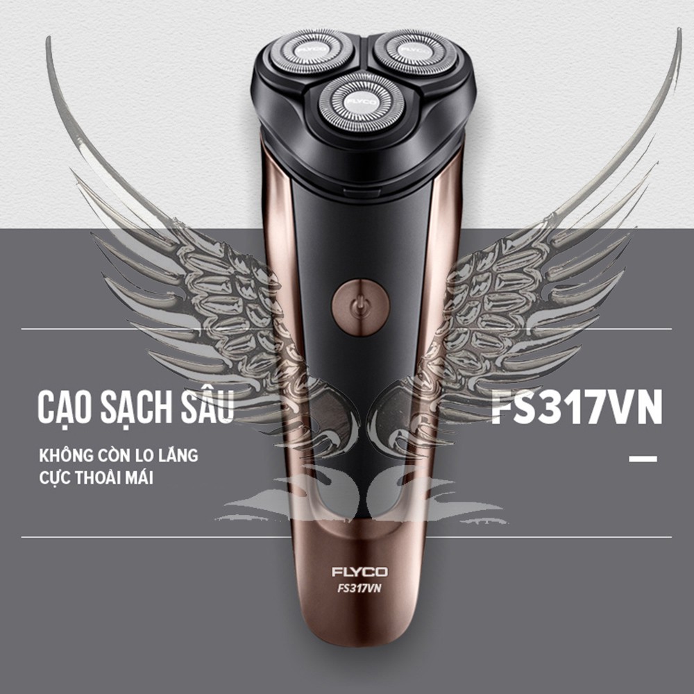 Máy Cạo Râu Đa Năng ✅ FreeShip ✅ Flyco 3 Lưỡi Kép Thân Máy Kháng Nước Sạc Nhanh 1 Giờ FS317VN