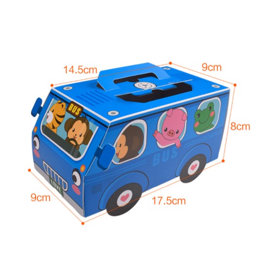 Hộp quà xe bus HT19 sinh nhật  hộp gấp giấy cute dễ thương