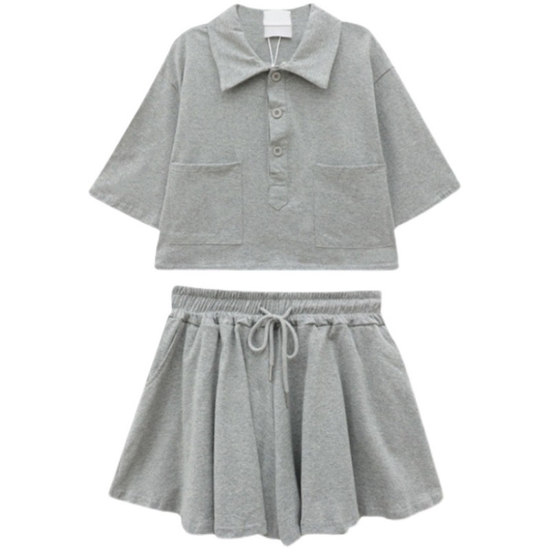 Bộ đồ DIDIKA gồm áo thun cotton tay ngắn dáng rộng + chân váy ngắn phong cách Hàn Quốc thời trang mùa hè 2022