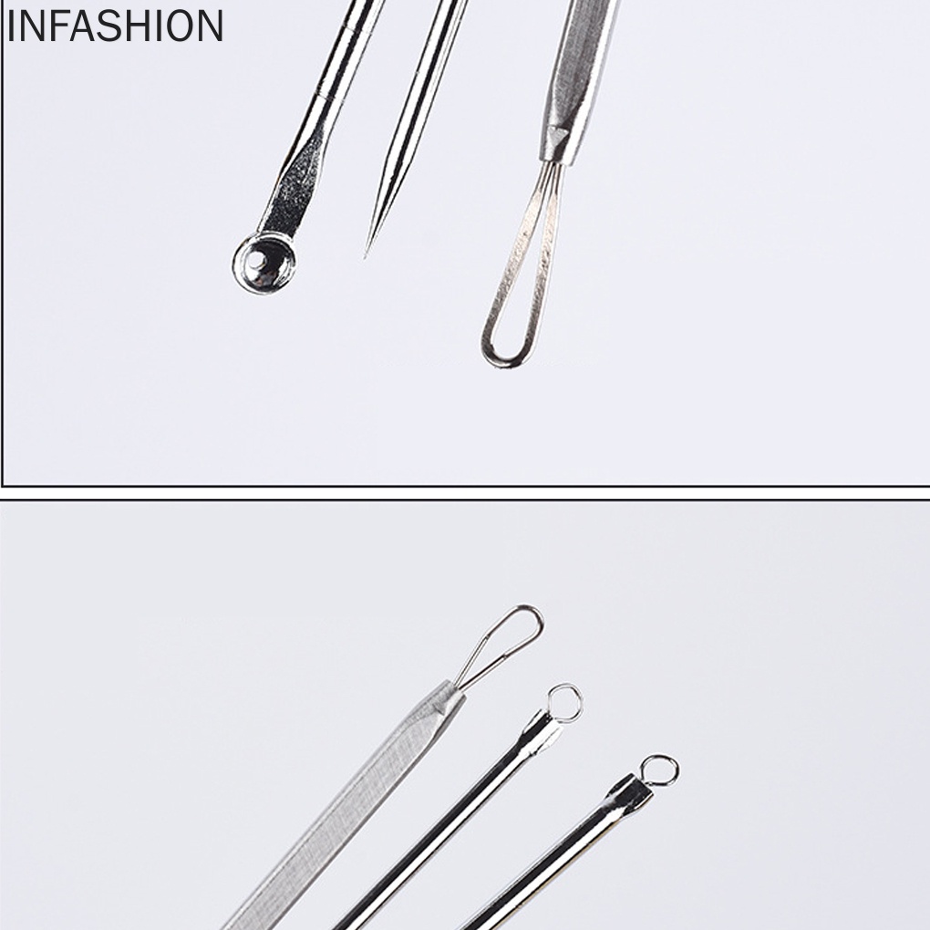 Set 3 dụng cụ nặn mụn đầu đen bằng thép không gỉ tiện dụng