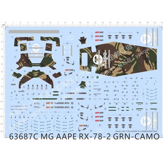 Decal nước MG 1/100 Aape RX 78 2 Gundam GRN Camo