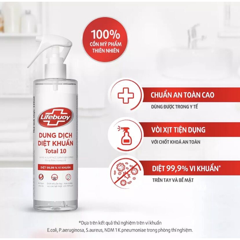 Dung Dịch Diệt Khuẩn Lifebuoy Total 10 Diệt 99.99% Vi Khuẩn Chai 330ml
