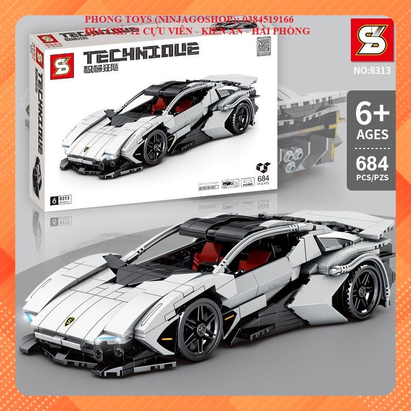 Lego Technic SY 8313 Xếp hình Siêu xe thể thao Lambo Ghini màu trắng SPORT CAR 684 MẢNH