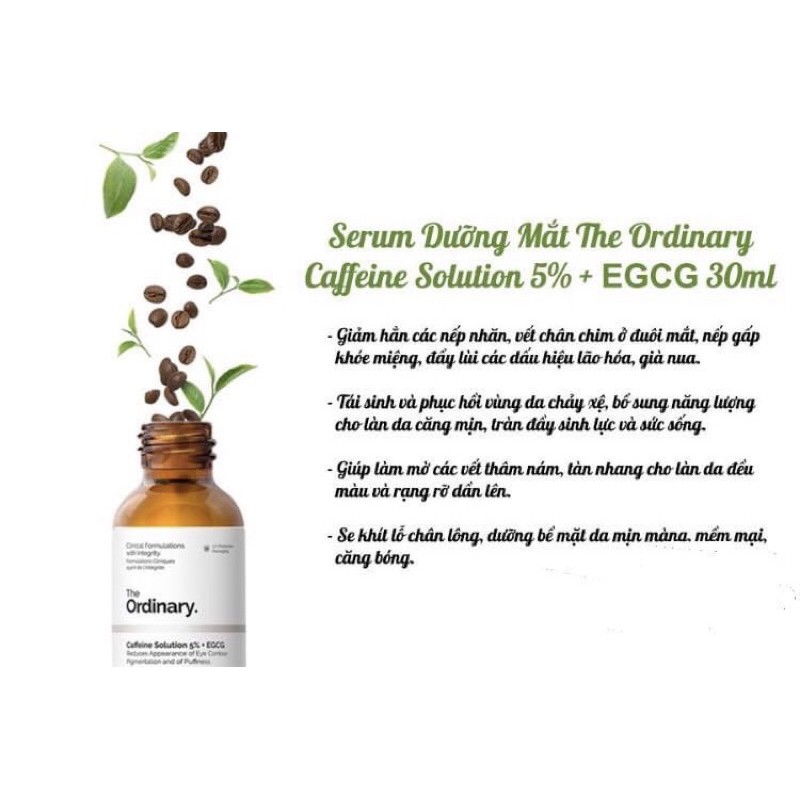 The Ordinary Caffeine Solution 5% + EGCG 30ml, Serum dưỡng ngừa thâm bọng mắt
