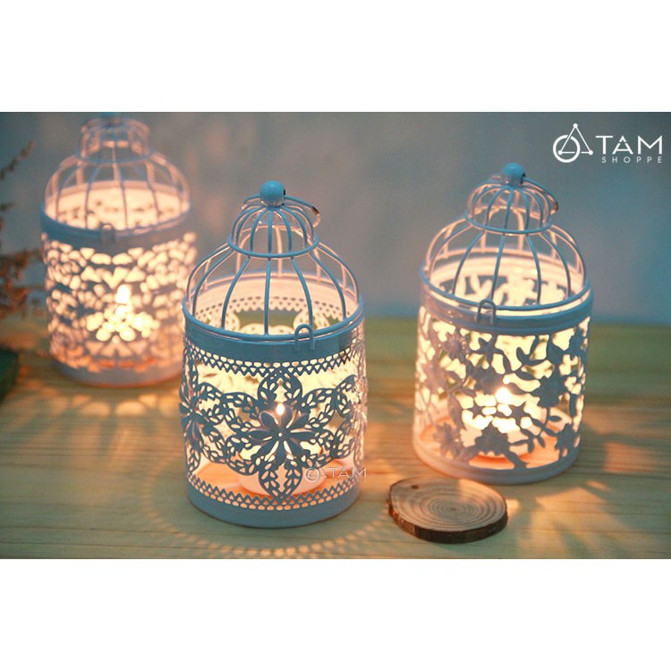 [SƠN TĨNH ĐIỆN] Chân nến sắt vintage lồng chim họa tiết Mini