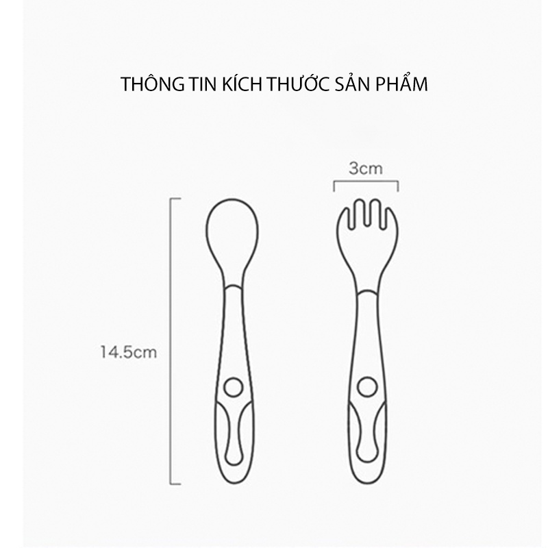 Set thìa dĩa ăn dặm cho bé AAG329 uốn cong 360 độ có hộp đựng bảo quản tiện lợi an toàn