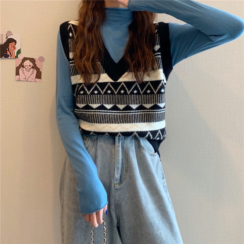 Áo Sweater Không Tay Cổ Chữ V Thời Trang Thu Đông 2020 Cho Nữ
