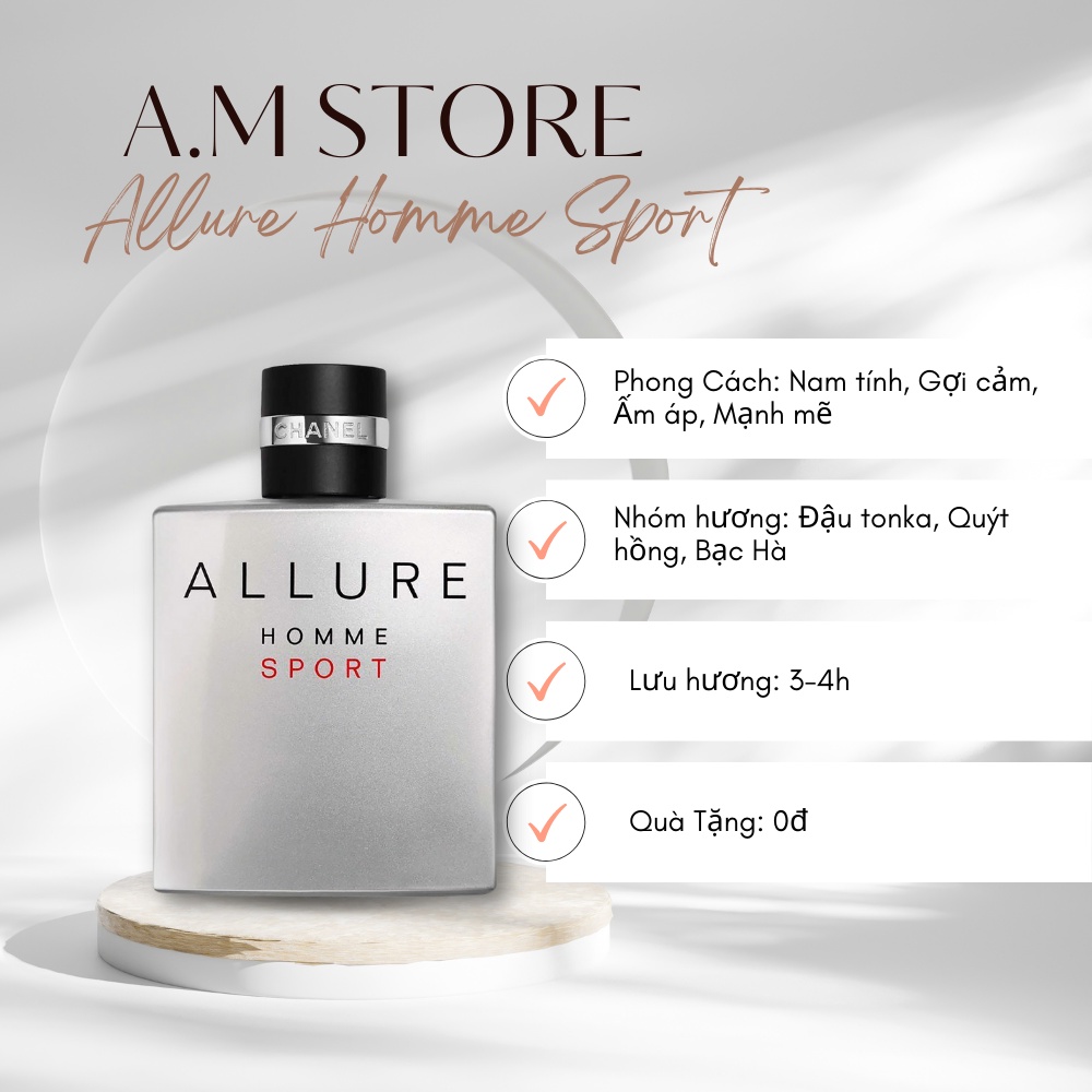 Nước hoa nam dầu thơm Allure home sport giữ mùi thơm lâu quyến rũ thơm mát lịch lãm giá rẻ mã NH21 - Shin Shop