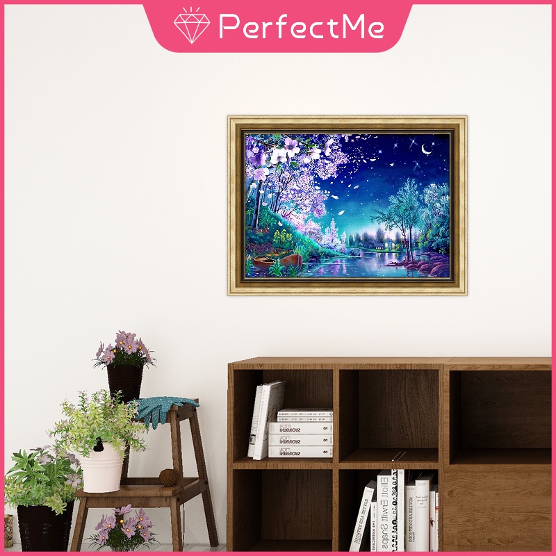 Bộ tranh đính đá 5D họa tiết phong cảnh huyền bí độc đáo kích thước 40x30cm DIY dùng trang trí