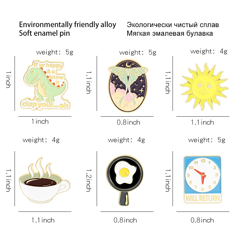 Ghim Cài Áo Kim Loại Hình Khủng Long Trứng Chiên Trứng Khủng Long Hoạt Hình Sáng Tạo Làm Quà Tặng