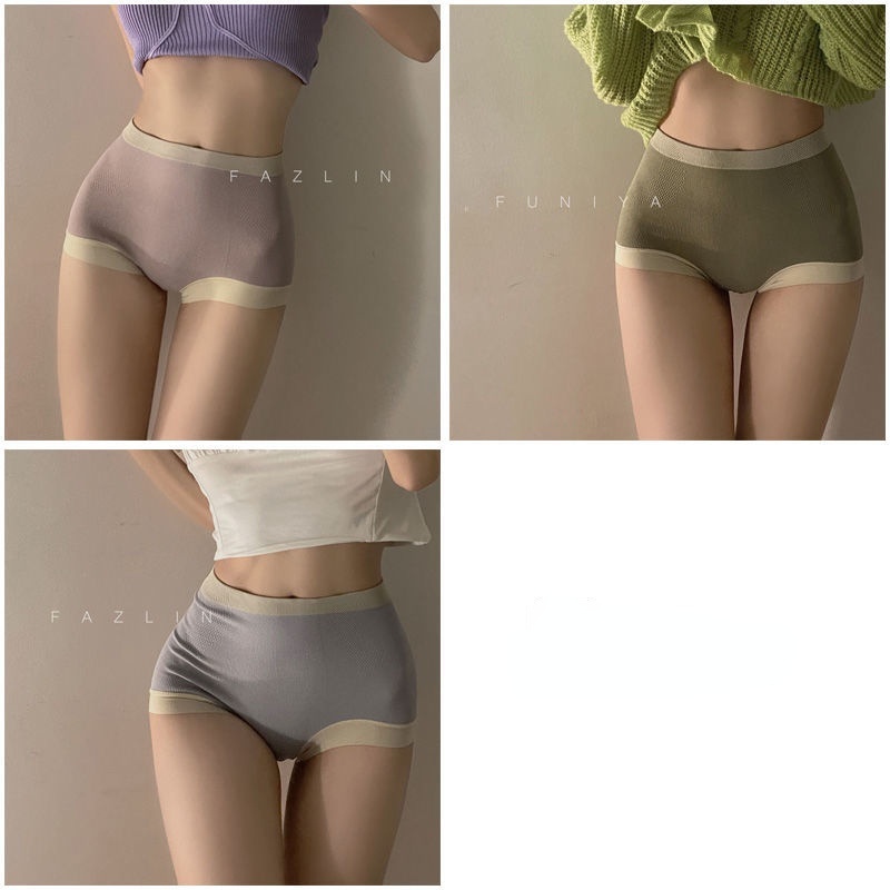 Quần Lót cotton Lưng Cao Eo Cao Màu Trơn Thời Trang Nhật Bản Dành Cho Nữ