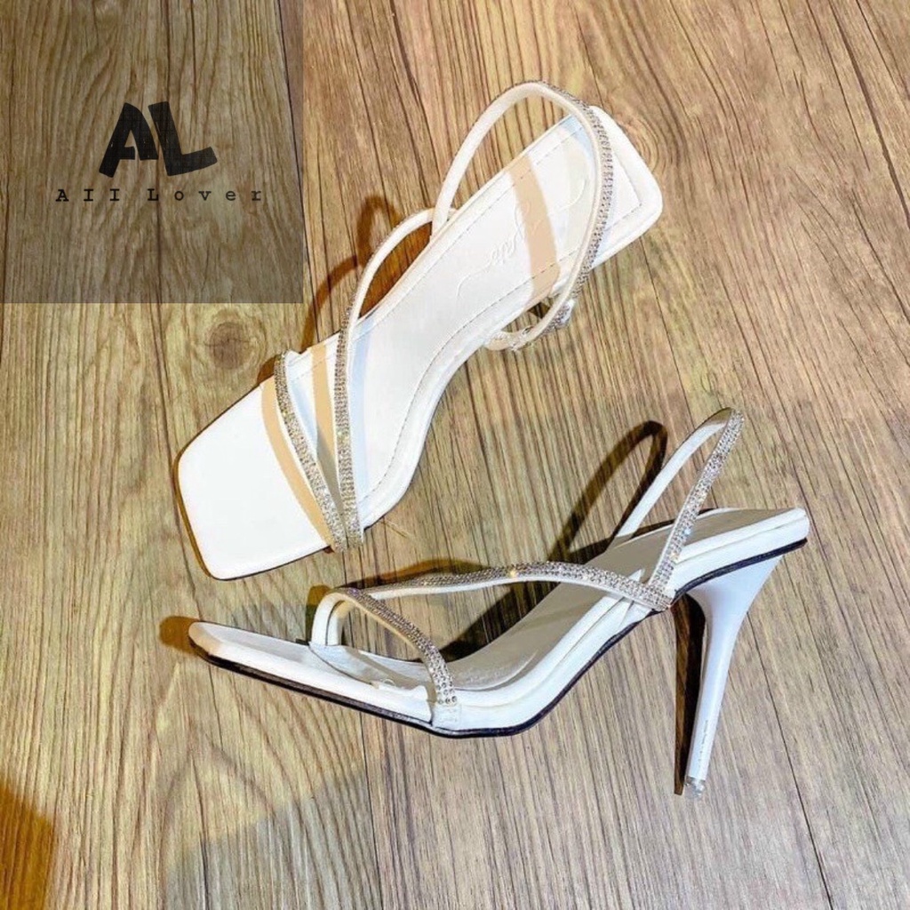 CAO GÓT ALI LOVER - SANDAL QUAI MẢNH ĐÍNH ĐÁ 9 PHÂN - GIÀY NỮ QUAI CHÉO MŨI VUÔNG BLING BLING BLING - AG210103