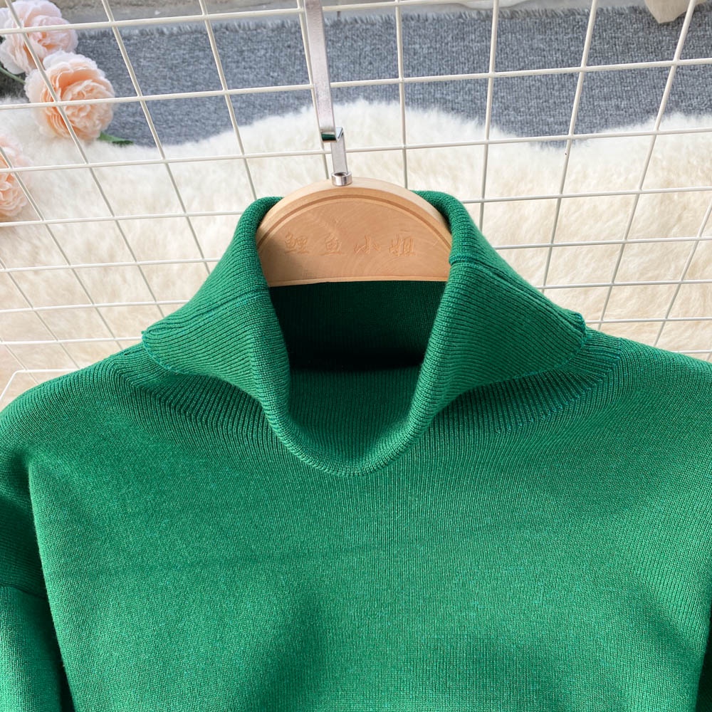 Đầm len cổ cao 3 phân dáng ôm dài