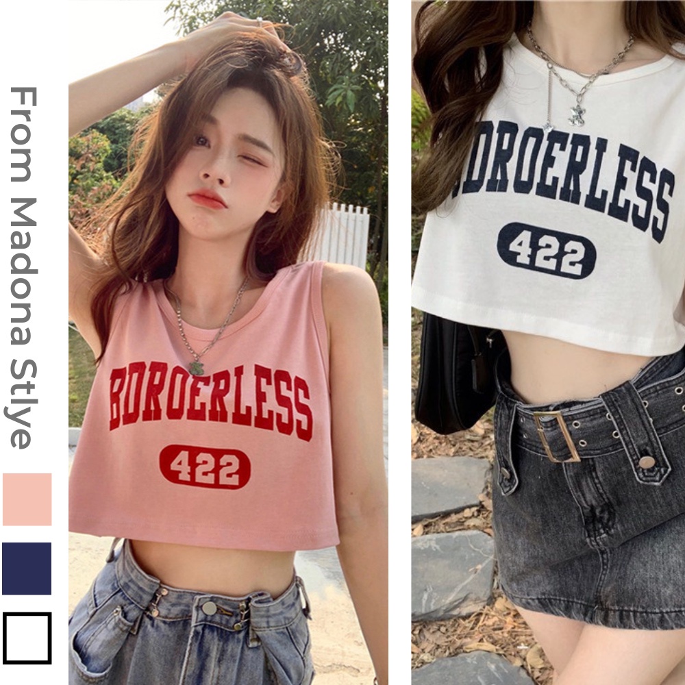 Áo Crotop cá tính Tank Top BORDERLESS phong cách Commuter 100% Cotton mẫu mới năm 2022