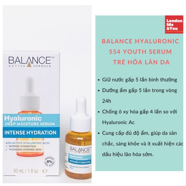 Tinh chất Balance Active Formula Hyaluronic 554 Youth Sẻum (giá vợt sales Black Friday)