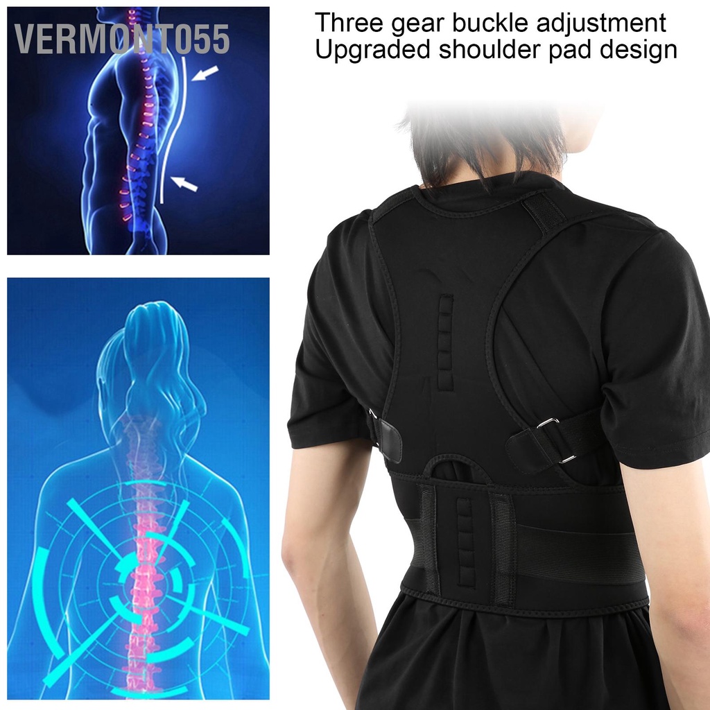 Có thể bán buôn Băng chỉnh lưng Đai Tập luyện sức mạnh Gù Cố định Ngồi Nẹp Màu đen M Vermont055 Hàng giao ngay