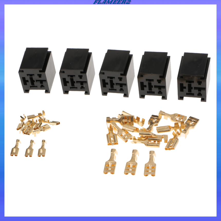 5 Rơ Le 80a 4 Pin + Giá Đỡ Cho Xe Hơi