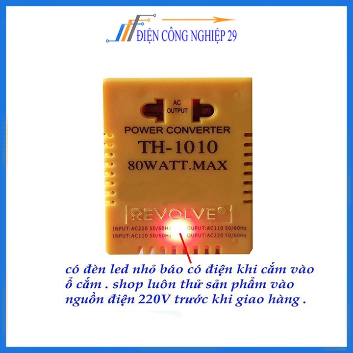 Bộ Chuyển Đổi Điện Revolve TH-1010 220AC↔110AC 80w