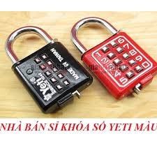 Ổ Khóa Số Bấm Yeti 10 Số Loại Có Màu Đỏ Đen, Cao Cấp (Chính Hãng).