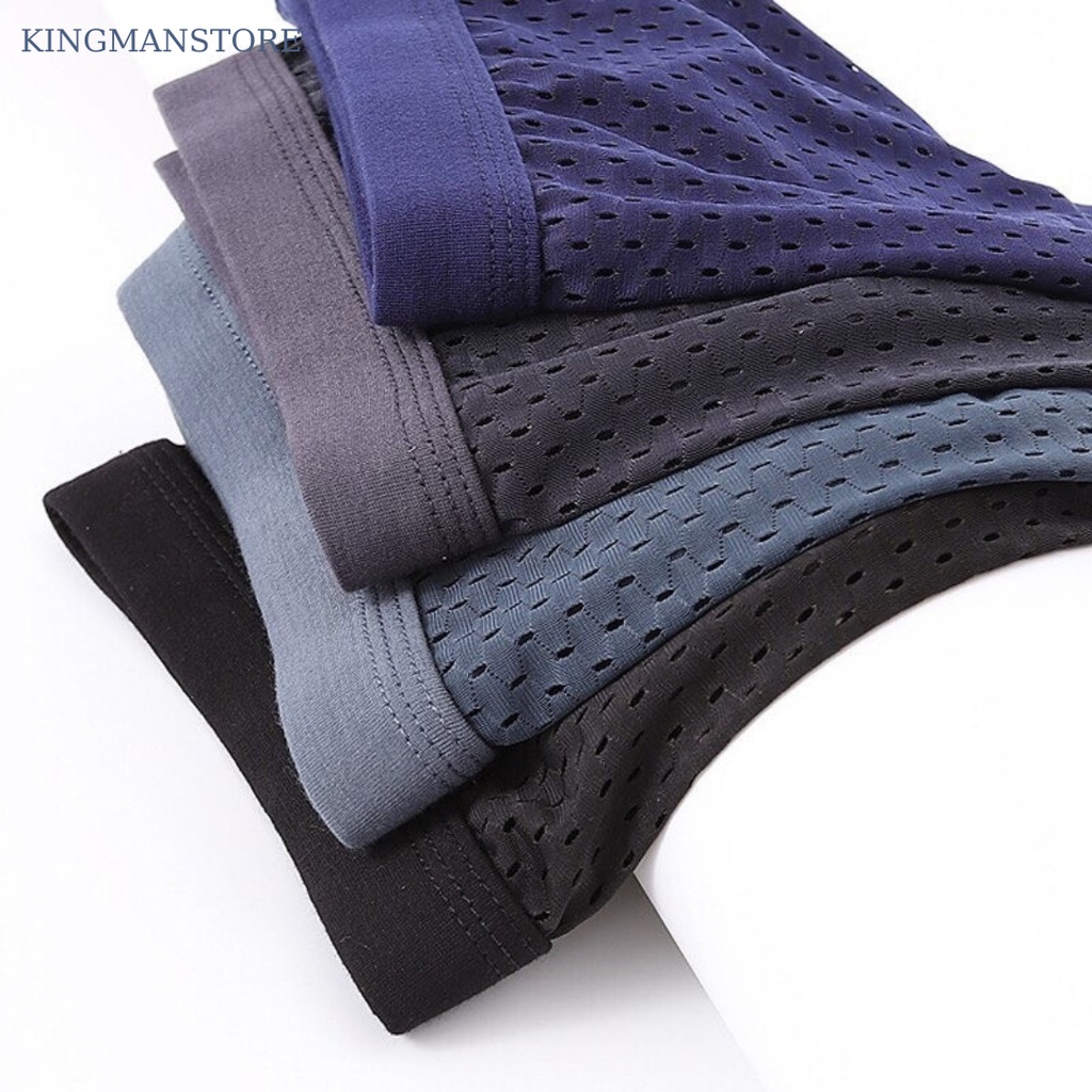 Combo Hộp 4 Quần Lót Thông Hơi Nam Tam Giác Cao Cấp, Quần Sịp Nam Tam Giác Thông Hơi Thun Lạnh Co Dãn 4 Chiều - 303