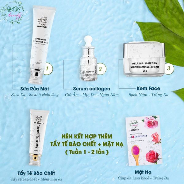 [HOT] Combo Face gồm Kem Face + Serum + Gel TTBC – Kèm quà tặng Son KN