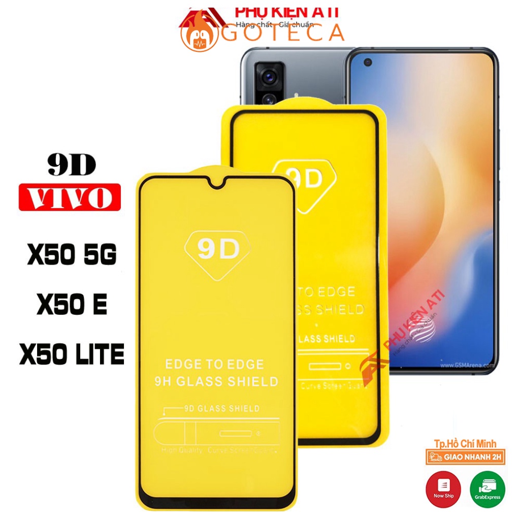 Kính cường lực Vivo X50 5G/ X50e/ X50 lite- Full màn hình 9D và trong suốt-Độ cứng 9H