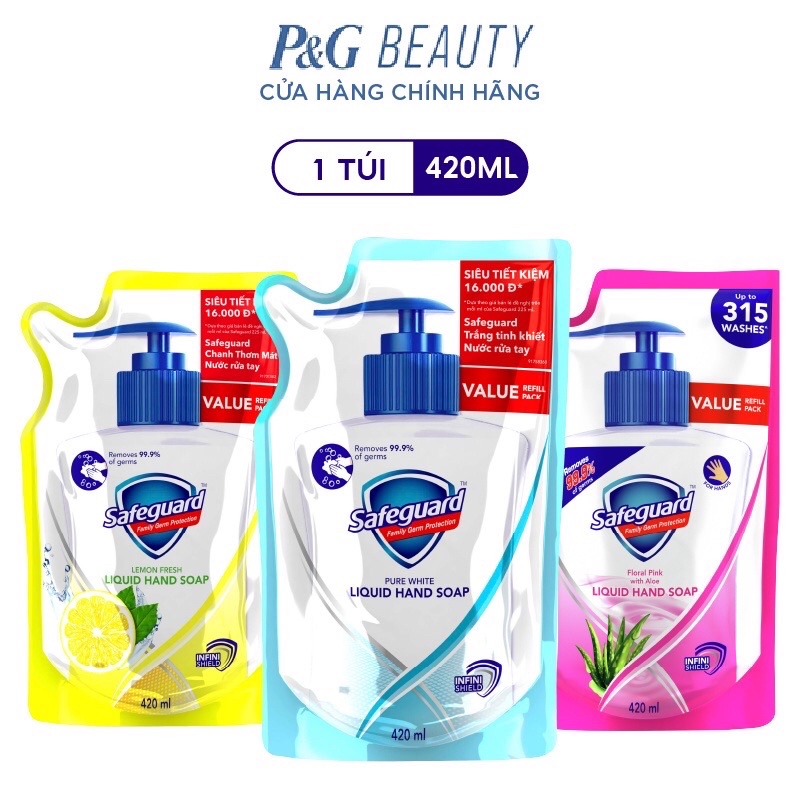 Nước Rửa Tay Diệt Khuẩn Safeguard Nhiều Hương Túi 420ml