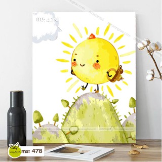 Tranh tô màu theo số ông mặt trời đi học T478