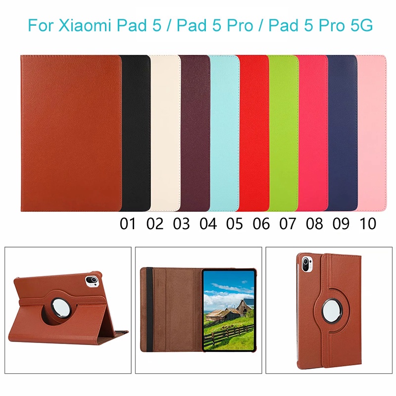 Bao Da Pu Máy Tính Bảng Xoay 360 Độ Cho Xiaomi Pad 5 Pad5 Pro Pad 5 Pro 5g 11inch Premium Ốp