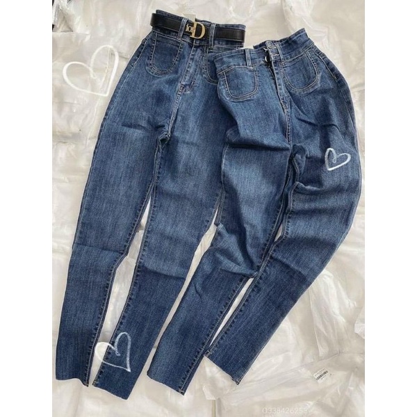 Quần Jean lưng cao 2 túi trước chất co dãn
