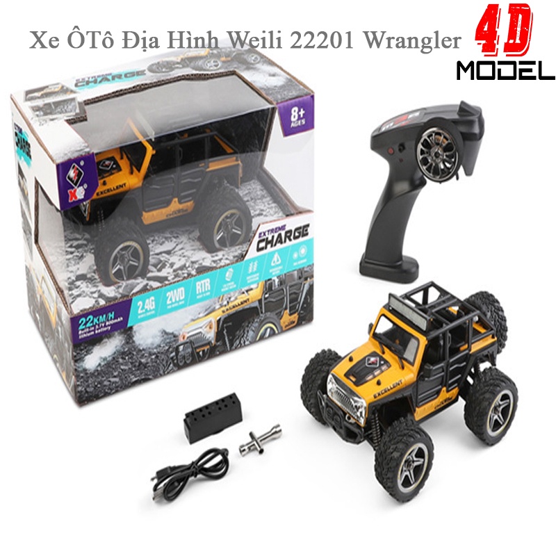 Xe ÔTô Địa Hình Weili 22201 Wrangler Vượt Mọi địa hình Điều Khiển từ xa, Pin Sạc