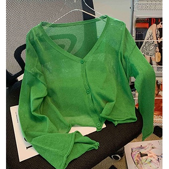 NRVP Áo Cardigan Dệt Kim Tay Ngắn Dáng Rộng Phong Cách Hàn Quốc