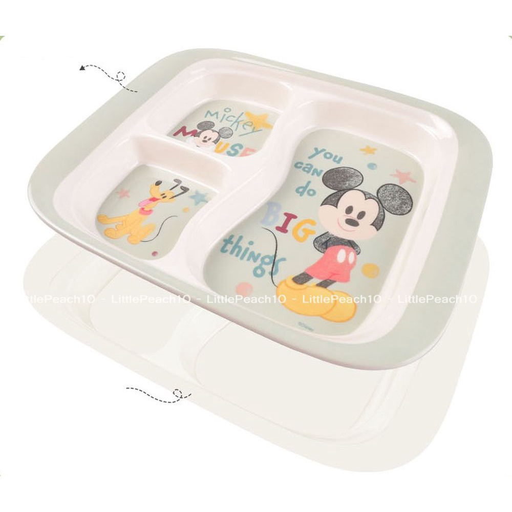 Khay ăn dặm Melamine 3 ngăn Disney cao cấp hình Mickey Minnie Dumbo Ariel Donald cho bé mới 2022