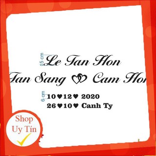 Chữ trang trí lễ cưới ( Tân hôn, vu quy, tên vợ chồng, ngày tháng năm) - alu gương vàng