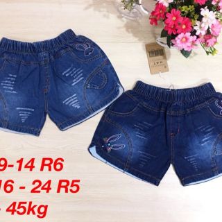 Quần jean short thêu hoa cho bé từ 35- 45kg