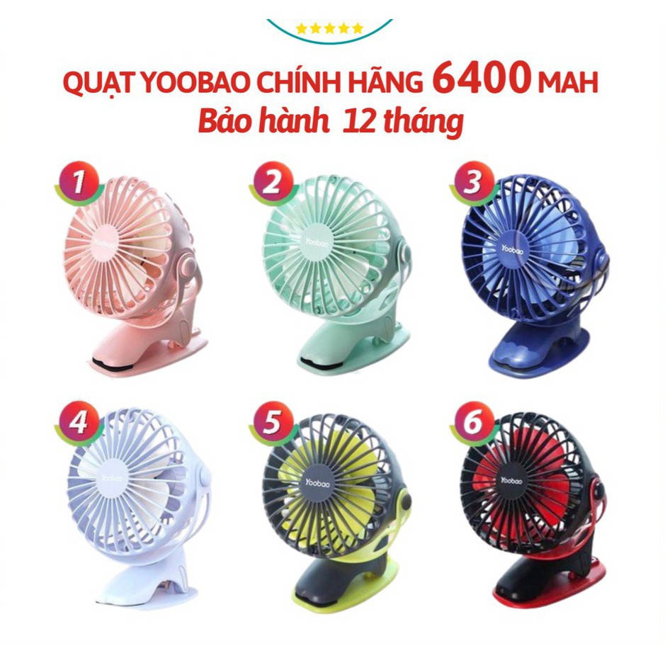 QUẠT SẠC TÍCH ĐIỆN MINI YOOBAO F04 6400mAh 🎁 xoay góc 360 độ, 32 tiếng