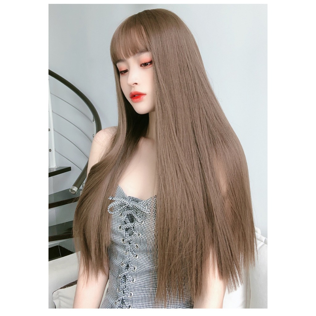 Tóc giả đẹp/ Tóc giả nguyên đầu thẳng 60cm/ tặng lưới trùm z7007
