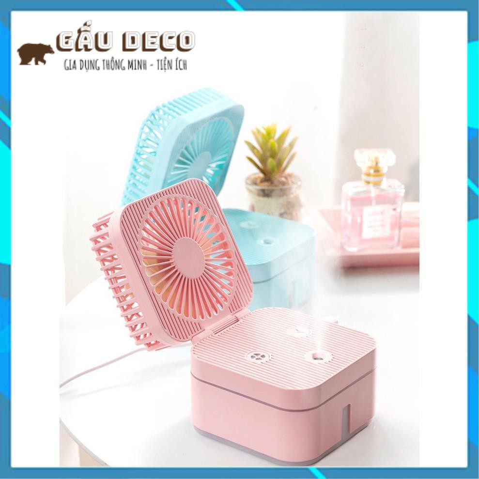 Quạt Mini Phun Sương Để Bàn [FREESHIP]  Gấp Gọn Magic Cube 3 Chế Độ Mát, Tự Động Tạo Ẩm Trong 3H Cao Cấp